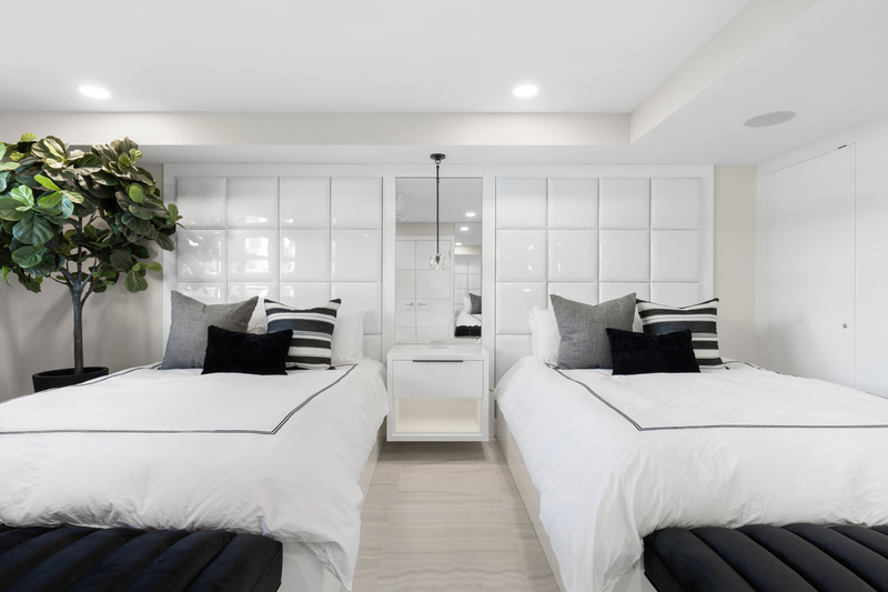 Modern girl glam bedroom with custom built-ins