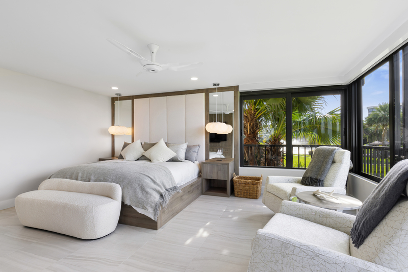 Master bedroom in meditation mode with custom cabinetry