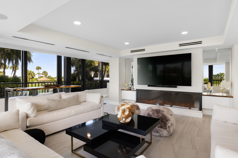 Grand TV room with custom built-ins, Sarasota, Florida