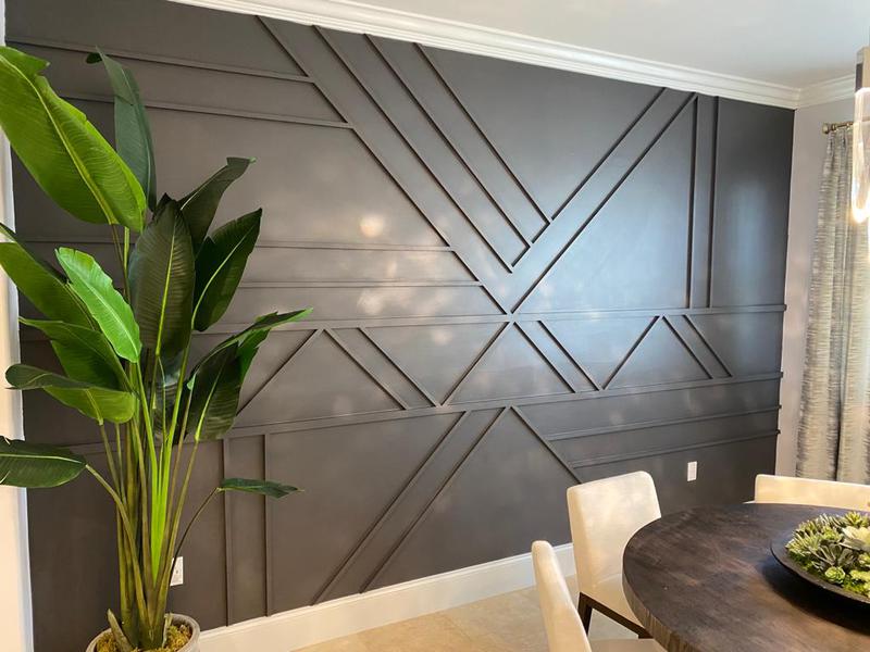 Geometric wall grid millwork detail